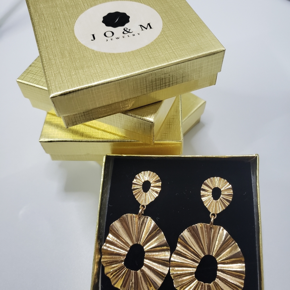 JO&M Double Hoop Metallic Earrings